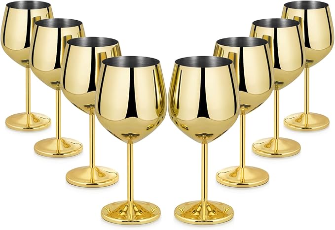Lifecapido Stainless Steel Wine Glasses Set of 8,