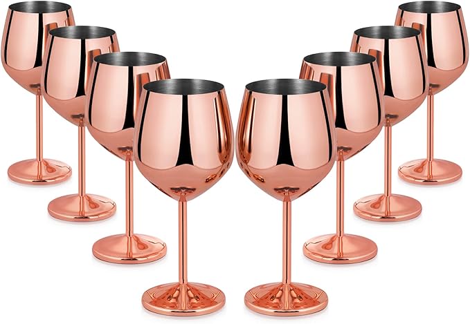 Lifecapido Stainless Steel Stem Wine Glasses Set